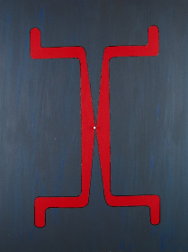 Figur 2, 2018, 80x60 cm, Acryl+Wandfarbe Zigarettenfillter auf Leinwand