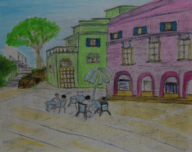 Collioure, 2013, 50x40 cm, Acryl+Kohle auf Karton