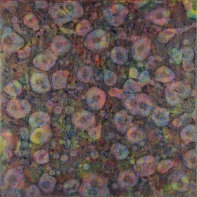 2019, 40x40 cm, Acryl lasierend+Bio-Ethanol getropft auf Leinwand