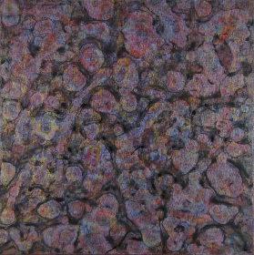 2019, 40x40 cm, Acryl lasierend+Bio-Ethanol getropft auf Leinwand